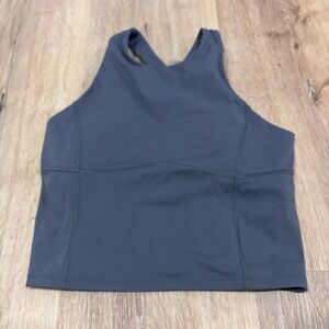 Kamo Fitness Women Gray High Neck Back Cropped Athletic Tank Top Small